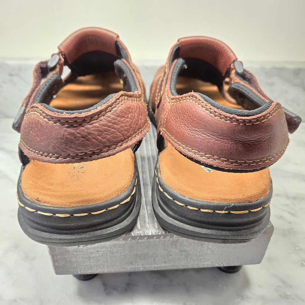Dr. Scholls Gaston Mens Brown Leather Fisherman Sandals‎ Memory Foam Size 13 M - Picture 10 of 14